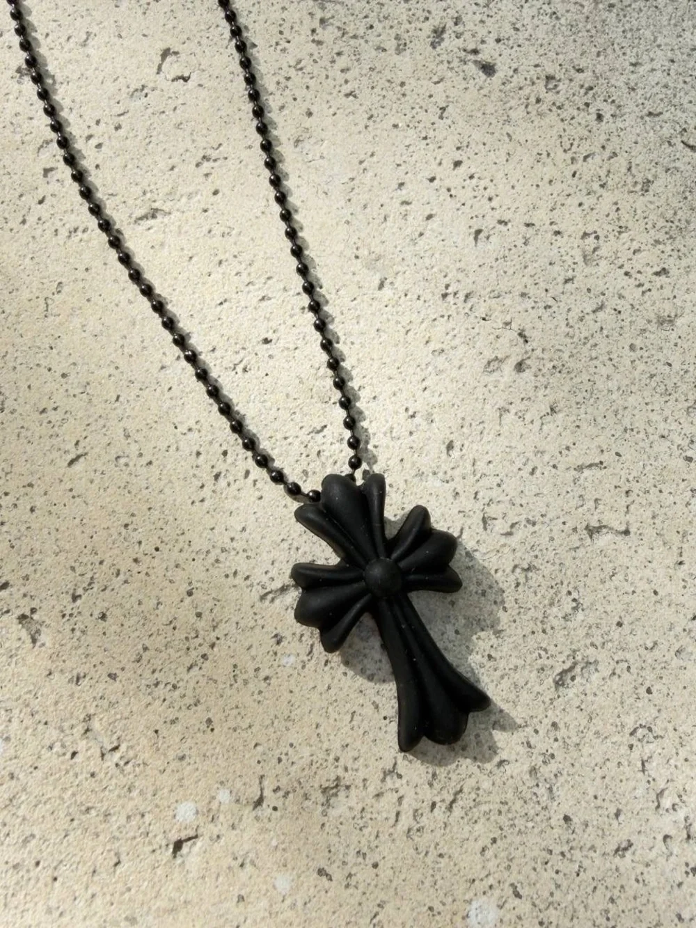 Used Black Chrome Hearts Rubber Necklace